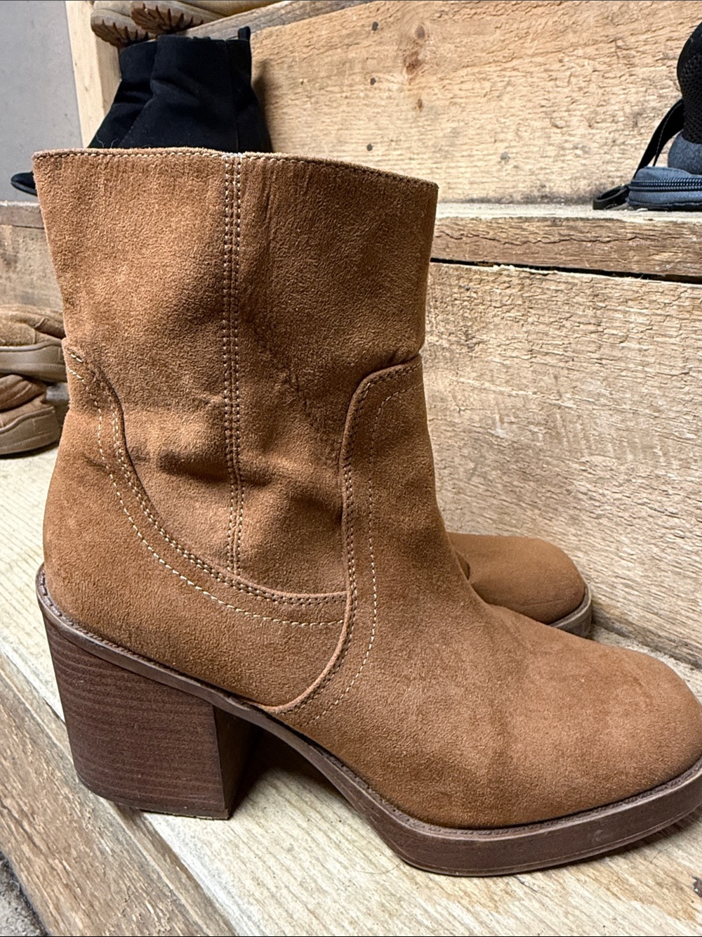 Universal Thread Suede Heeled Ankle Boots - Brown